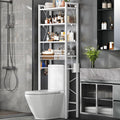 Over-The-Toilet Storage Rack, 4-Tier Bathroom Organizer Shelf Over Toilet with Adjustable Shelf and Basket, Freestanding Space Saver Bathroom Shelves Above Toilet for Room (Pure White) by SalakitaHome