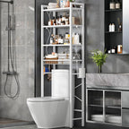 Over-The-Toilet Storage Rack, 4-Tier Bathroom Organizer Shelf Over Toilet with Adjustable Shelf and Basket, Freestanding Space Saver Bathroom Shelves Above Toilet for Room (Pure White) by SalakitaHome