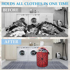 Red Spider Web Laundry Basket Collapsible Laundry Hamper, Oxford Cloth Storage Bin for Room/Bathroom/Bedroom/Dormitories 16" X 20.8" - Image 4