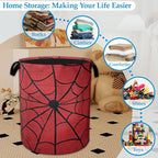 Red Spider Web Laundry Basket Collapsible Laundry Hamper, Oxford Cloth Storage Bin for Room/Bathroom/Bedroom/Dormitories 16" X 20.8" - Image 5