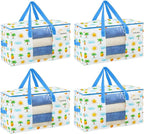 VENO Moving Bags, Wide Open Top, Clear Window, Tropical Island, 4 Pack by Veno