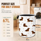 Dachshund Foldable Laundry Hamper with Handles,Cute Dog Oxford Clothes Storage Basket, Portable Laundry Basket Organizer for Laundry Room Bedroom Bathroom Dorm,20.8x16 Inch - Image 2