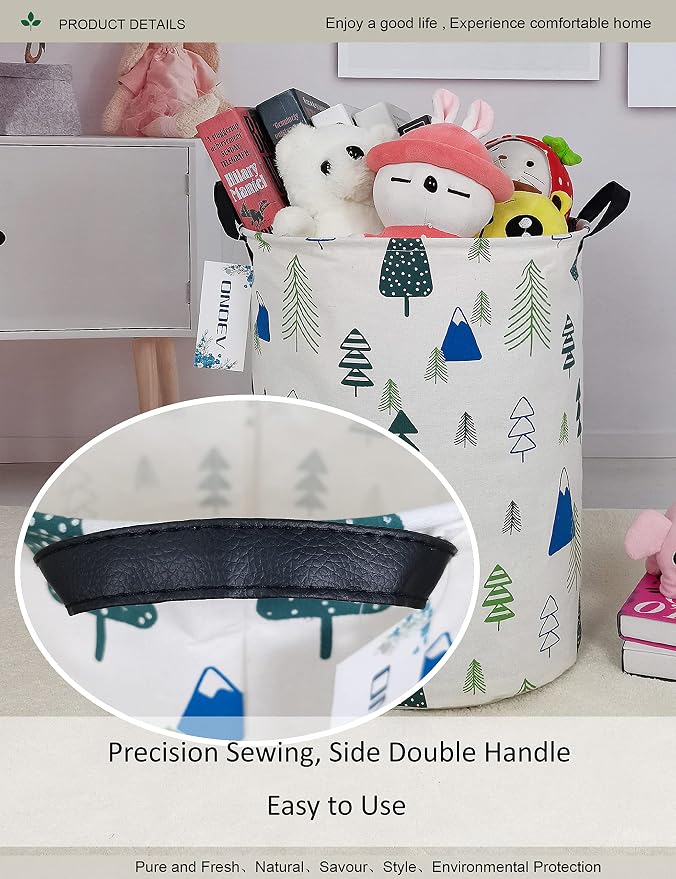 Round Forest Laundry Hamper Waterproof Fabric Home Storage - Image 6