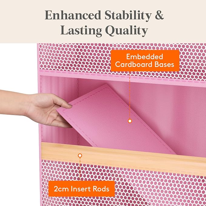 Lifewit 5 Tier Over the Door Organizer, Diaper Hanging Storage, Pink - Image 5