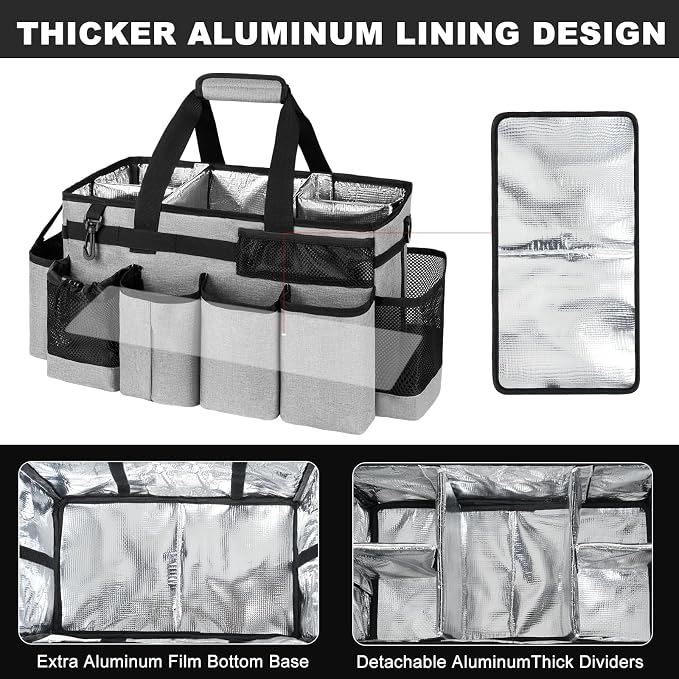 Cleaning Caddy Bag, Extra Large Cleaning Supply Bag for Housekeepers,Gray - Image 2
