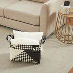 BROWNLILY Handwoven Clothes Basket Laundry Hampers Large Wicker Storage Baskets for Shelves Blankets Closet Storage Bins Car Bedroom Bathroom Organizers and Storage Bath (Pack of 4, Beige & Black) - Image 7