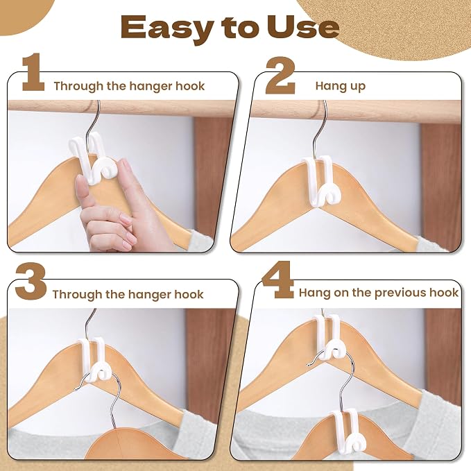 Mlici 60 Pc Space Saving Hanger Connector Hooks for Closet Organizer, White - Image 9