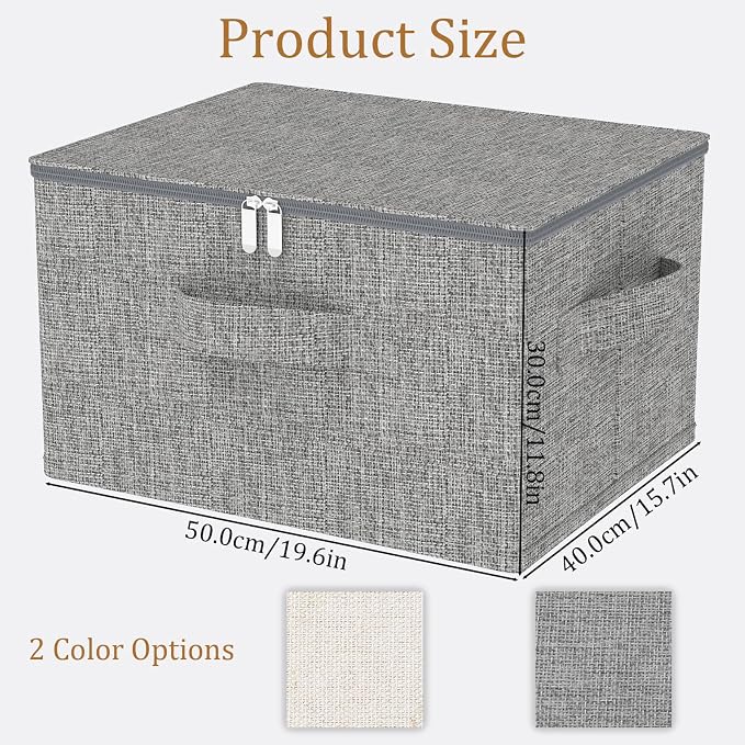 Underbed Storage Boxes with Zippers,19.6x15.7x11.8in,Grey,2 Pack - Image 7