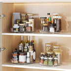 4 Pack Clear Lazy Susan, 9+10 Inch Turntable Organizer, Non-Skid Rotating Tray for Cabinet, Kitchen Pantry Organization and Storage, Acrylic Spinner for Refrigerator, Bathroom Vanity and Spice Rack - Image 3