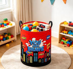 Baby Laundry Basket Baby Nursery Hamper Kids Laundry Basket Toy Storage Bin for Boys Room Decor Gift Baskets for Bedroom Bathroom(Red City) - Image 5