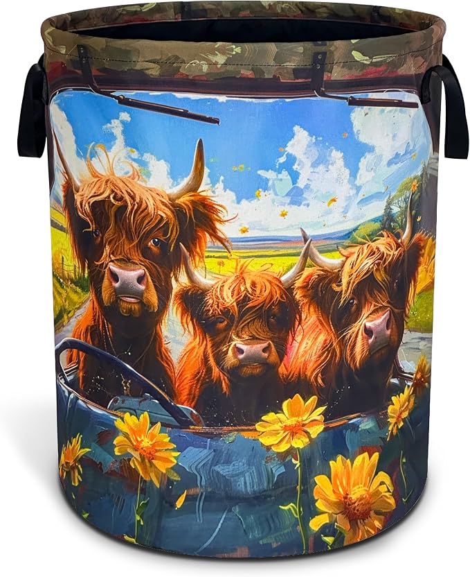 Highland Cow Laundry Basket Foldable Oxford Cloth Hamper 18.9 x 16.5 Inch by Unknown