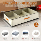 Under Bed Storage with Wheels, Rolling Storage Containers with Clear Lid and Handles for Clothes, Shoes, Blankets, Pillows, Toys, Books, Bags (60L, 30.9 x 16.9 x 6.7in, Beige, 2 Pack) - Image 2