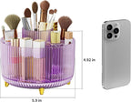 Clear Rotating Makeup Organizer Countertop for Vanity, 360° Makeup Brush Holder Organizer with 5 Compartments, Transparent Cosmetic Storage for Lipstick, Skincare, Bathroom Counter(Transparent Purple) - Image 4