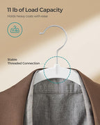 SONGMICS Plastic Clothes Hangers, Pack of 50, Space-Saving | 0.2 Inches Thick, 17.7 Inches Wide, 360° Swivel Hook, Cloud White, BREANNA Collection UCRP050W05 - Image 3
