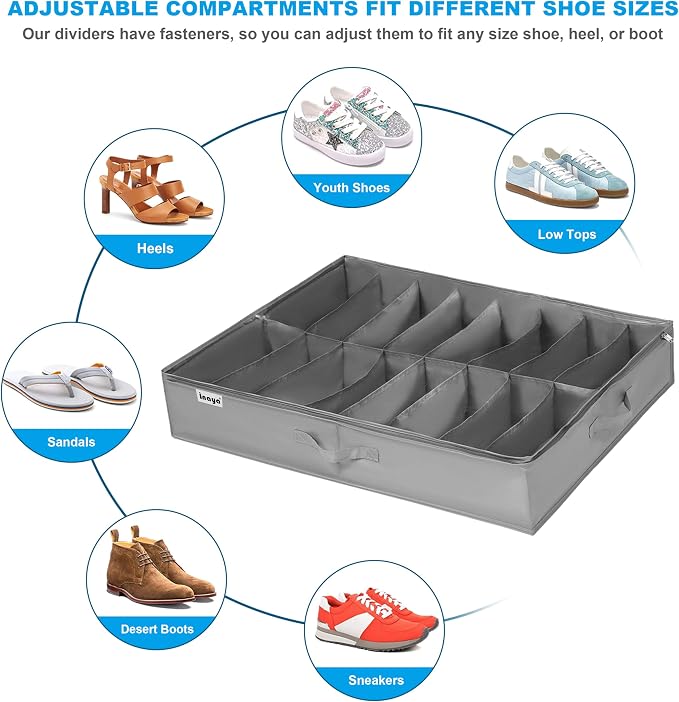 INAYA Under Bed Shoe Storage Organizer Set of 2, Fits up to 32 Pairs - Image 3
