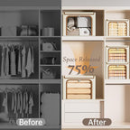 Yecaye Clothes Storage Bins with Lids & Clear Window, Beige, 40L, 3 Pack | Metal Frame, Foldable, Organizer Box Zippers & PU Leather Handles - Image 7