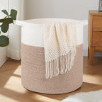 OIAHOMY 80L Laundry Basket Laundry Hamper Nursery Hamper Brown&White by MasterofSpaceOptimization