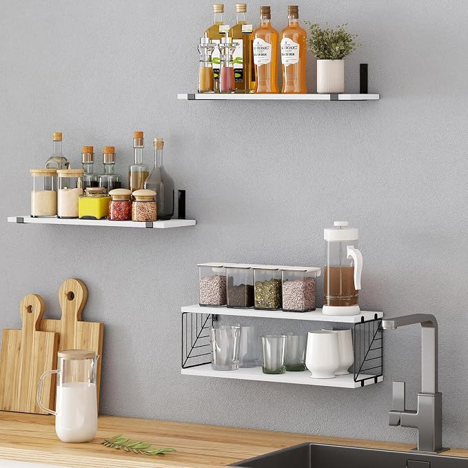 Fixwal 3+1 Tier Bathroom Floating Shelves Over Toilet, White - Image 7