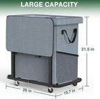 Laundry Basket with Lid,190L Rolling Laundry Hamper with Wheels,Grey - Image 6