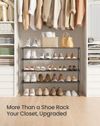 SONGMICS Shoe Rack, 4-Tier Shoe Organizer, Metal Storage Shelf | for Entryway, Upright or Upside Down, for 20-25 Pairs, Stackable, 11.8 x 36.2 x 29.1 Inches, Black ULSA14BK - Image 8