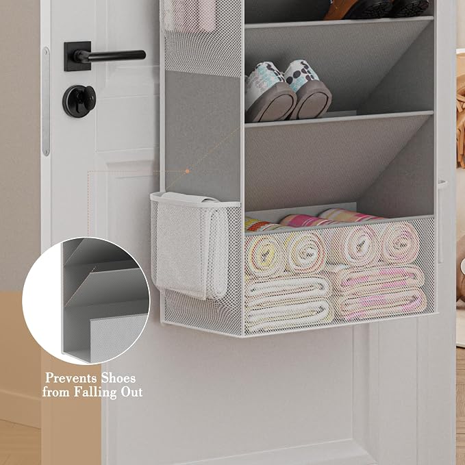 Criusia Shoe Storage, Over the Door Shoe Organizer, Hanging Closet Shoe Storage with Large Deep Pockets, Fits 16–24 Pairs of Sneakers, Sandals, Boots, Gray - Image 6