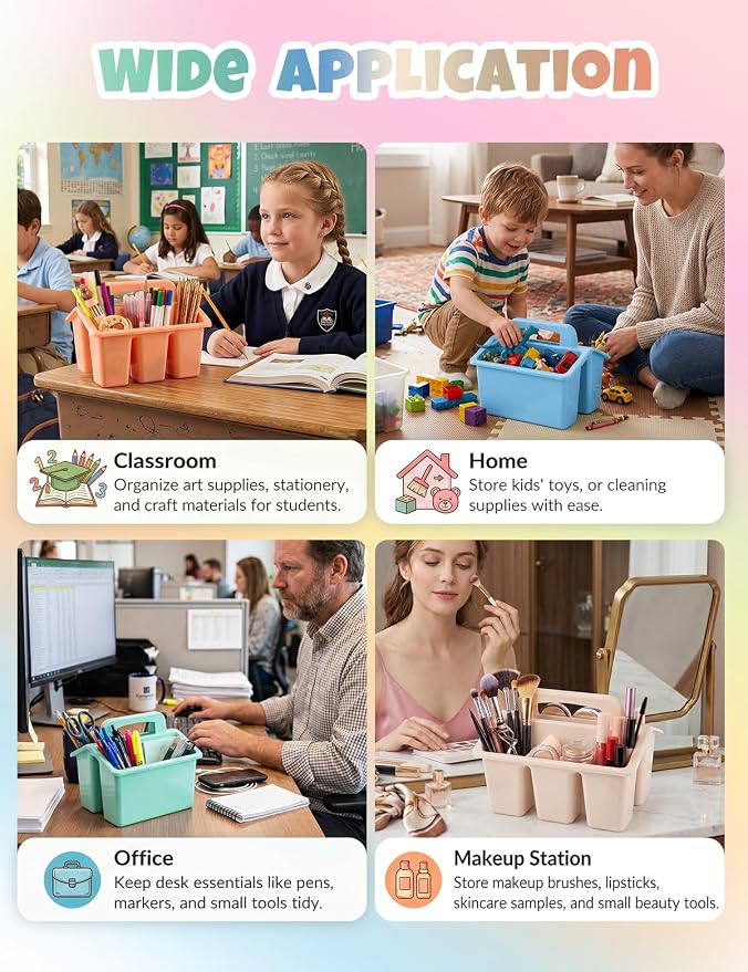 6 Pack Classroom Caddy Organizer with Handle, Table Caddy Classroom - Image 6