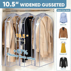 BALEINE 9PK Clear Garment Bags for Hanging Clothes, 48" Dress Suit Bag - Image 3