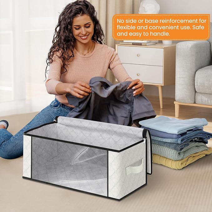 Fab totes 35L Closet Organizers, Foldable Under Bed Storage Containers | Storage Bags with Zippers,Window and Handles for Organizing Bedroom, Closet, Clothing,Organization with Handle - Image 3