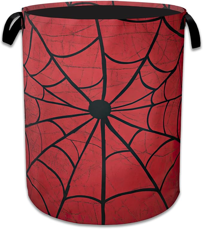 Red Spider Web Laundry Basket Collapsible Laundry Hamper, Oxford Cloth Storage Bin for Room/Bathroom/Bedroom/Dormitories 16" X 20.8" by NSMNSM