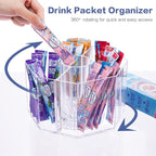 Drink Packet Organizer, 360 Degrees Rotating Acrylic Lazy Susan Organizer for Powdered Drink Mix Powder Packet, Water Flavor Packet Holder for Kitchen Pantry Storage, 5-Section - Image 4