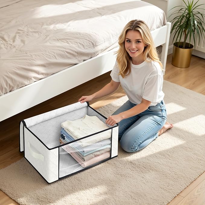 Fab totes 35L Closet Organizers, Foldable Under Bed Storage Containers | Storage Bags with Zippers,Window and Handles for Organizing Bedroom, Closet, Clothing,Organization with Handle - Image 5