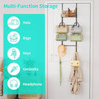 HapiRm Over The Door Purse Organizer - Wall Mounted Purse Rack with 10 Hooks and Metal Basket, Hanging Handbag Organizer Holds up to 10 Bags, Bag Rack Can Use As 1/2 Part, for Door, Closet (Black) - Image 5