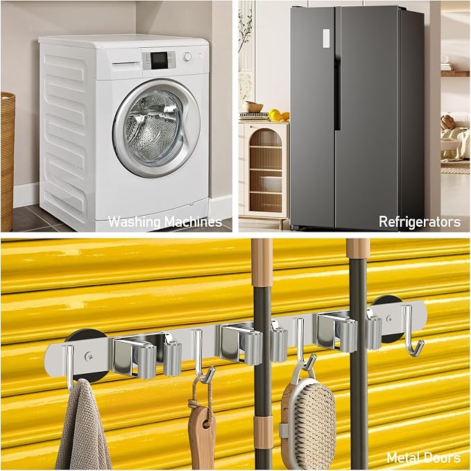 KIBBEH Heavy-Duty Magnetic Storage Rack for Brooms and Mops - Image 3