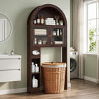 Over the Toilet Storage Cabinet with Arched Top, 68" Tall, Dark Walnut - Image 9