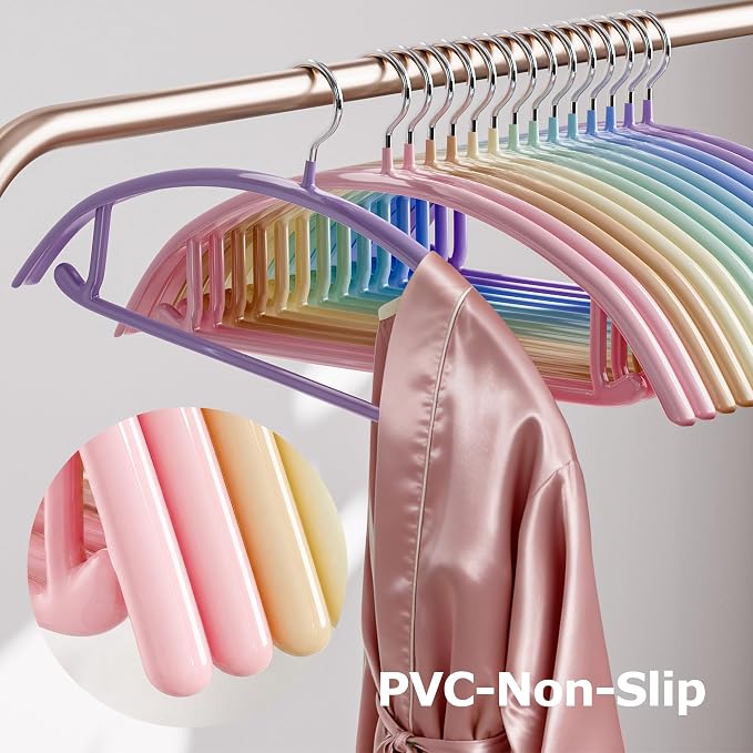 CTIME 14 Pack Metal Clothes Hangers, Non-Slip PVC, Built-in Hooks - Image 3