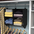ClosetMaid 4-Shelf Fabric Hanging Closet Organizer with Garment Rod for Shirts, Sweaters, Pants, Hats, Shoes, Purses with Charcoal Black Finish - Image 3