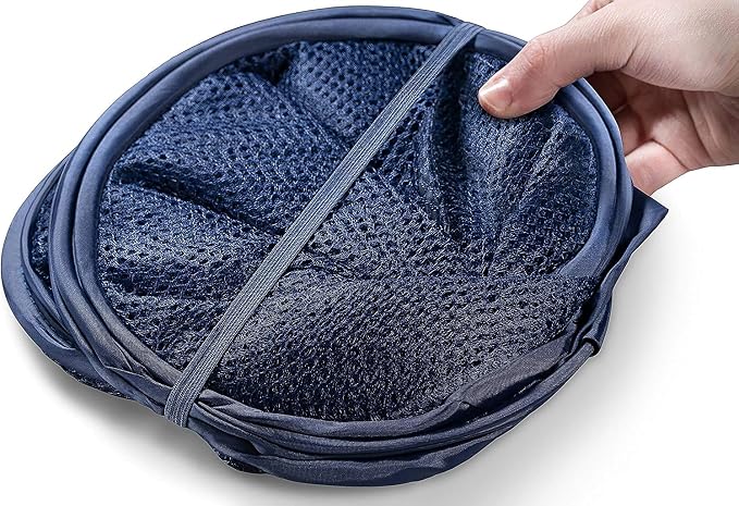 Pop up Laundry Hamper, Foldable Mesh Clothes Hamper for Kids Room, College Dorm or Travel, Collapsible Laundry Basket for Storage, Blue - Image 7