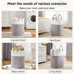 Laundry Basket,Woven Cotton Rope Laundry Hamper,Versatile Storage for Dirty Clothes,Baby Toys,and Blankets in Bathroom, Nursery,and Living Room (Grey, 100L) - Image 5