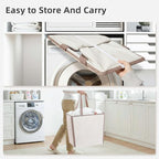 STORAGE MANIAC Collapsible Laundry Basket, 16.9 Gal. Large Pop-up Laundry Hamper with Long Carry Handles, Space-Saving Foldable Clothes Hamper with Bottom Elastic Band, Travel Laundry Bags, Oat Beige - Image 4