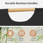 STORAGE MANIAC 3-Pack Large Laundry Hamper, 100L (26.4 Gal) Collapsible Laundry Basket with Bamboo Handles, Freestanding Waterproof Clothes Hamper for Laundry Room, Bedroom, Dorm, Towels, Black - Image 3