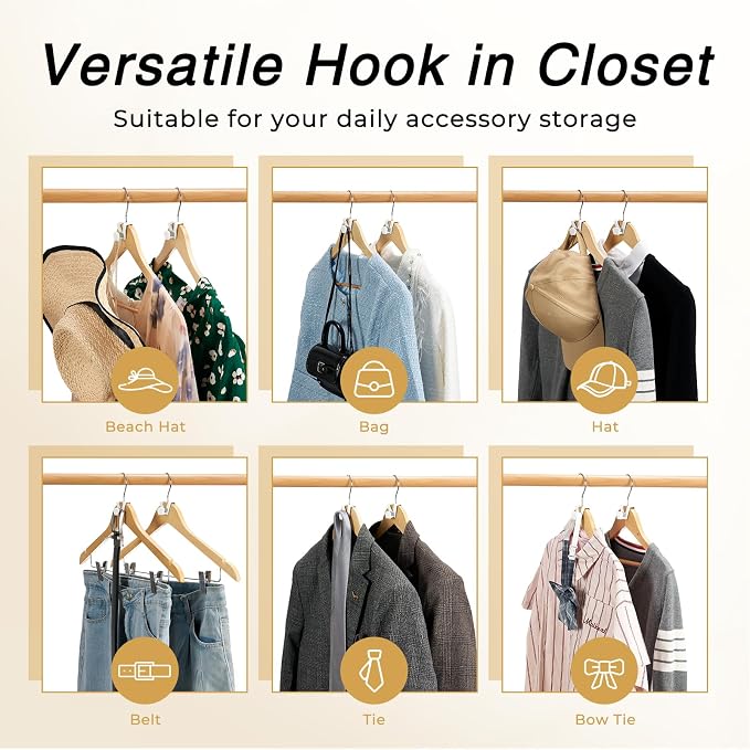 HOUSE DAY Space Saving Hanger Hooks 60 Pack, White Clothes Hanger Connector Hooks, Heavy Duty Hangers Hook Space Saver, Sturdy Hanger Connector Hook, Premium Cascading Hangers for Closet - Image 3