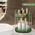YCIA&DONE 360 Rotating Makeup Organizer and Storage for Vanity Countertop 2 Tiers, High Capacity Cosmetic Skincare Perfume Organizers for Dresser Bathroom Lazy Susan (Vintage Green) - Image 5