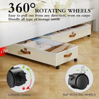 Yecaye Under Bed Storage with Wheels, 65L Under Bed Storage Containers with Adjustable Dividers & Clear Lid, Rolling Underbed Organizer Bins Drawer for Clothes, Shoes, Blankets, 2 Pack - Image 5