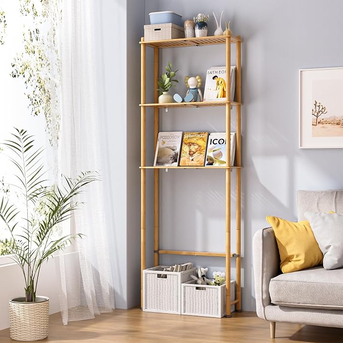 AmazerBath Bamboo Over The Toilet Storage Shelf, 3-Tier Bathroom Over Toilet Organizer Rack, Freestanding Above Toilet Shelf for Bathroom, Laundry, Space Saver, Natural Color - Image 7
