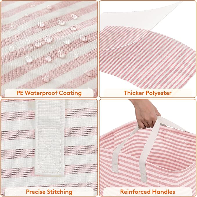 Lifewit 80L Large Laundry Baskets, 3 Pack, Reinforced Handles, Pink | Collapsible Laundry Hamper, Dirty Clothes Hamper, Waterproof Freestanding Design for Dorm, Laundry Room, Bedroom, Bathroom - Image 6