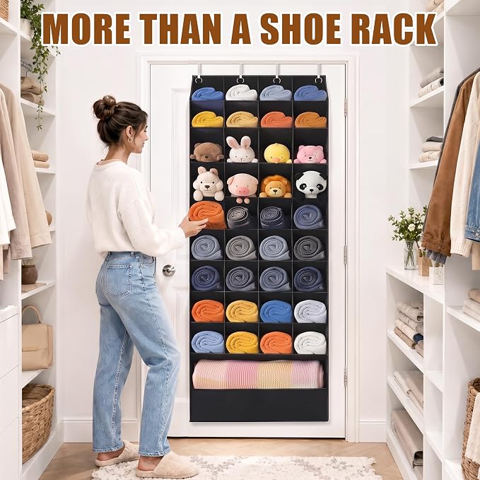 UVIAHOMI 30-40 Pairs Over the Door Shoe Organizer, 40 Breathable Pockets Hanging Shoe Storage for Closet, 10-Tier Door Shoes Rack, Handing Shoes Holder Fit All Family's Sneakers, Boots - Image 6