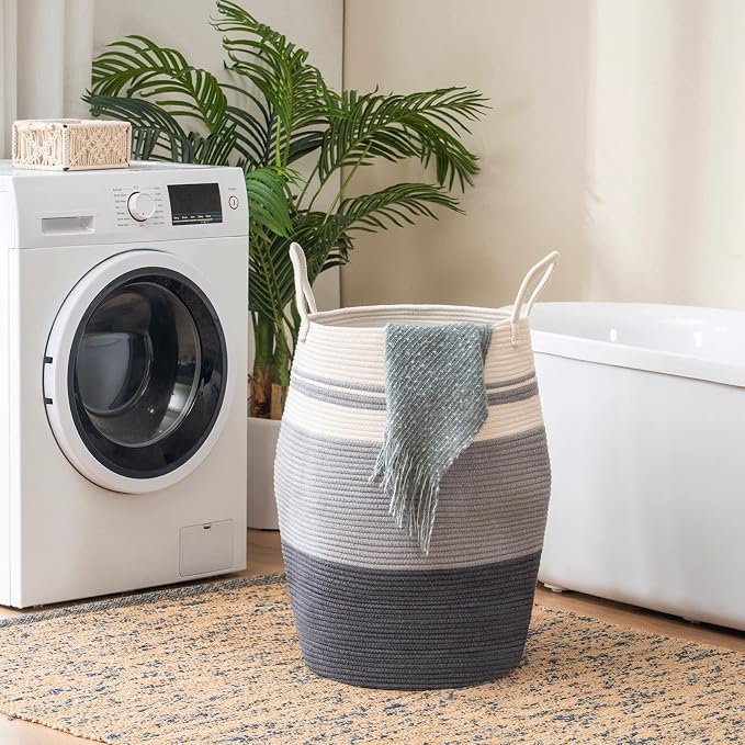 Large Laundry Basket Hamper Woven Blanket Basket Clothes Hamper - Image 5