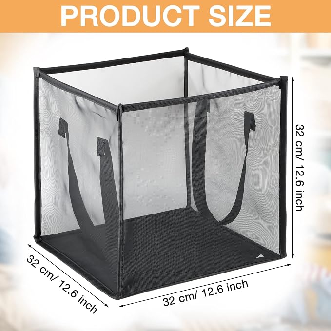 Zopeal 6 Pack Collapsible Mesh Laundry Basket, Black, Single-layer - Image 2