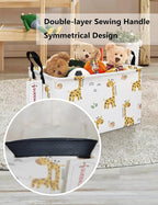 QUEENLALA Rectangular Collapsible Laundry Basket with Side Handles, Giraffe - Image 8