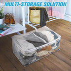 Large Storage Bag for Clothes, Jumbo Zipper Totes | 20 Gallon xxl, Flexible, Clear Extra Thick Plastic, Reinforced Handles, Double Zip - Image 3